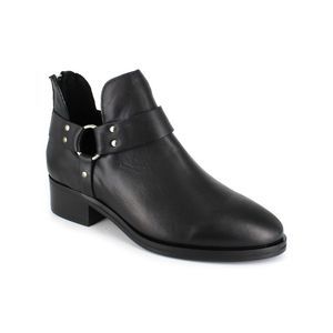 ARTISAN BY ZIGI Womens Black O-Ring Detail Garnie Stacked Heel Leather Booties 8